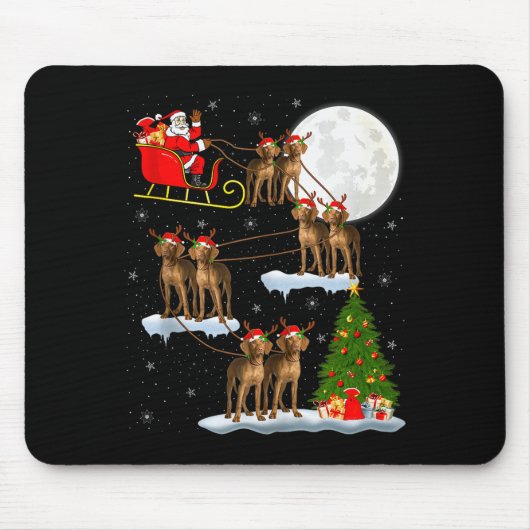 Vizsla Dog Santa Sleigh Flying Funny Magical Chris Mousepad (Vorne)