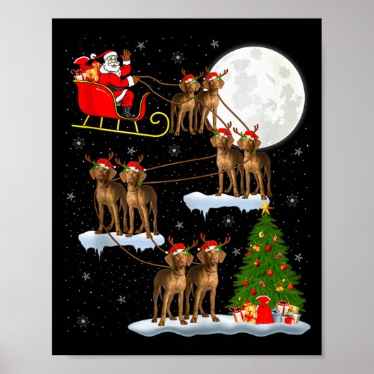 Vizsla Dog Santa Sleigh Flying Funny Magical Chris Poster (Vorne)