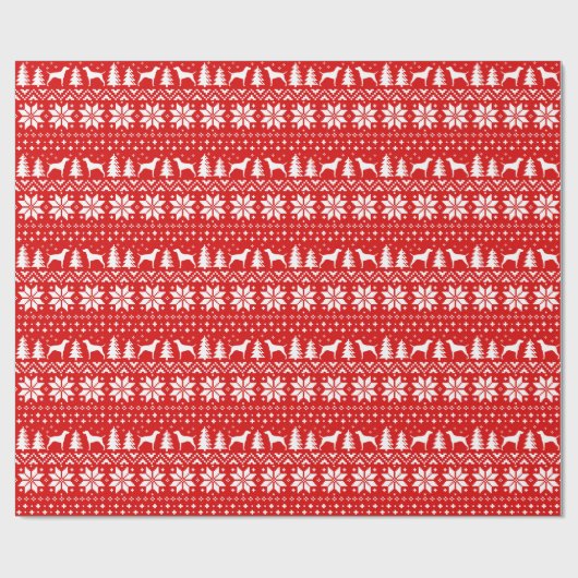 Vizsla Dog Silhouetten Weihnachten Sweater Pattern Geschenkpapier (Flach)