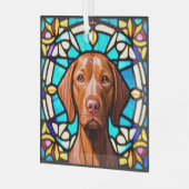 Vizsla Dog "Stainglas" Ornament Aus Glas (Vorderseite links)