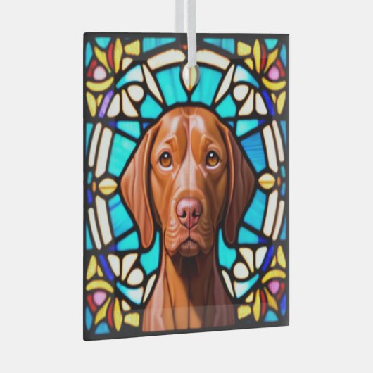 Vizsla Dog "Stainglas" Ornament Aus Glas (Vorderseite Rechts)