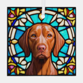 Vizsla Dog "Stainglas" Ornament Aus Glas (Rückseite)