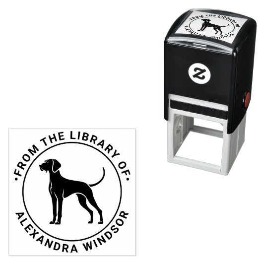 Vizsla Dog Stehend Silh Library Name Permastempel (Beispiel)