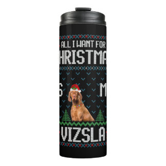 Vizsla Dog Ugly Christmas Sweater Thermosbecher