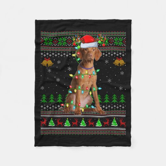 Vizsla Dog Ugly Christmas Sweaters Holiday Santa X Fleecedecke (Vorderseite)