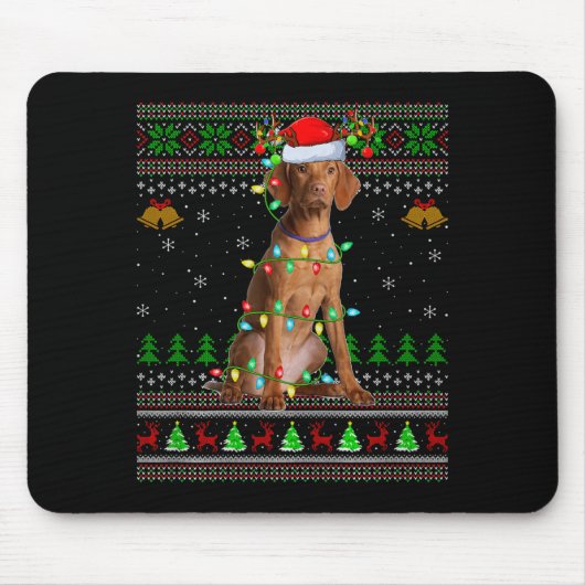 Vizsla Dog Ugly Christmas Sweaters Holiday Santa X Mousepad (Vorne)