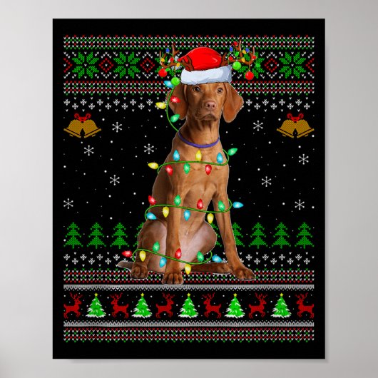 Vizsla Dog Ugly Christmas Sweaters Holiday Santa X Poster (Vorne)