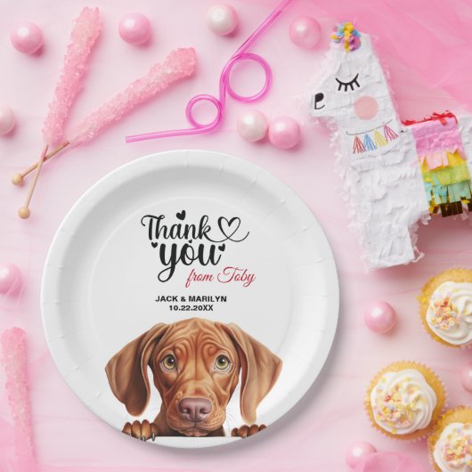 Vizsla Dog Wedding Vielen Dank Pappteller (Party)