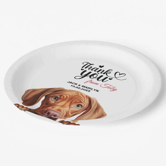 Vizsla Dog Wedding Vielen Dank Pappteller (Schrägansicht)