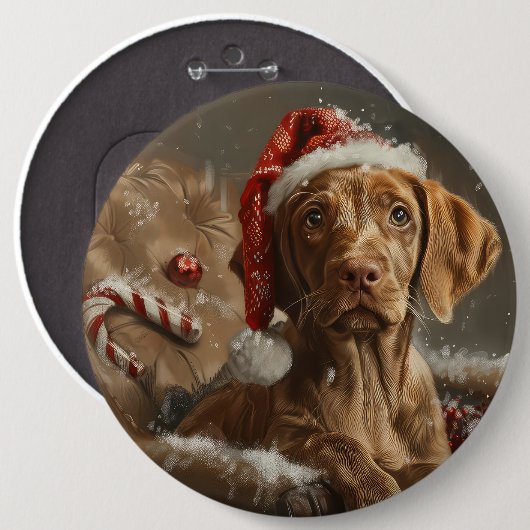 Vizsla Dog Weihnachtsfest Button (Vorne & Hinten)
