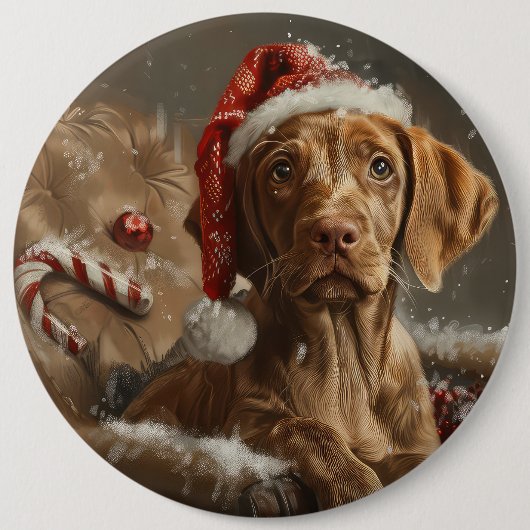 Vizsla Dog Weihnachtsfest Button (Vorderseite)