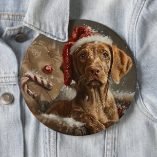 Vizsla Dog Weihnachtsfest Button