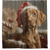 Vizsla Dog Weihnachtsfest Duschvorhang (Vorderseite)