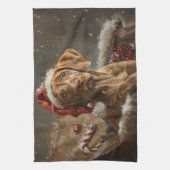 Vizsla Dog Weihnachtsfest Geschirrtuch (Vertikal)