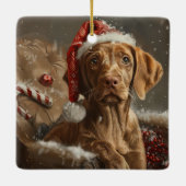 Vizsla Dog Weihnachtsfest Keramikornament (Rückseite)
