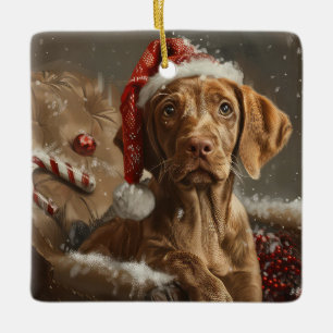 Vizsla Dog Weihnachtsfest Keramikornament