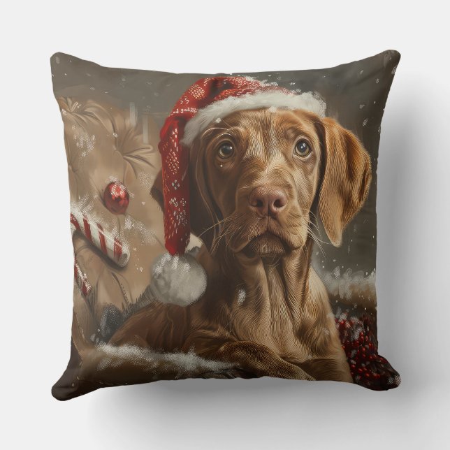 Vizsla Dog Weihnachtsfest Kissen (Rückseite)