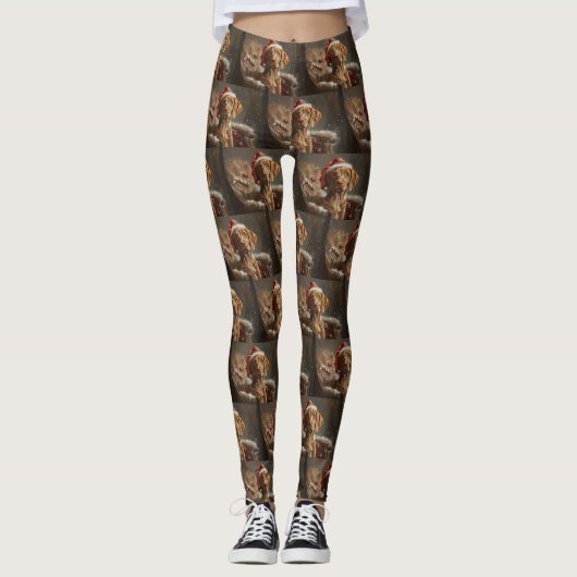 Vizsla Dog Weihnachtsfest Leggings (Vorderseite)