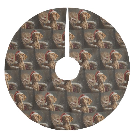 Vizsla Dog Weihnachtsfest Polyester Weihnachtsbaumdecke (Vorderseite)
