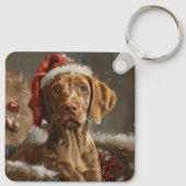 Vizsla Dog Weihnachtsfest Schlüsselanhänger (Rückseite)