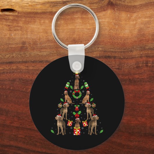 Vizsla Dog Xmas Lighting Tree Vizsla Christmas V N Schlüsselanhänger (Vorderseite)