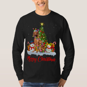 Vizsla Dog Xmas Tree Lighting Santa Vizsla Christm T-Shirt