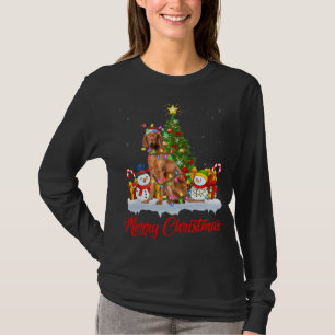 Vizsla Dog Xmas Tree Lighting Santa Vizsla Christm T-Shirt