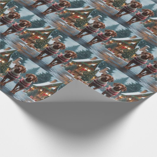 Vizsla Dogs Christmas Snow Holiday Geschenkpapier (Ecke)