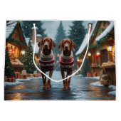 Vizsla Dogs Christmas Snow Holiday Große Geschenktüte (Vorderseite)