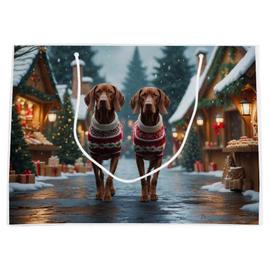 Vizsla Dogs Christmas Snow Holiday Große Geschenktüte (Vorderseite)