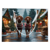 Vizsla Dogs Christmas Snow Holiday Große Geschenktüte (Rückseite)