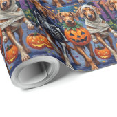 Vizsla Dogs Trick-or-Treating in Halloween-Kostüm Geschenkpapier (Rolleneckpunkt)