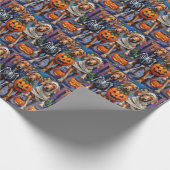 Vizsla Dogs Trick-or-Treating in Halloween-Kostüm Geschenkpapier (Ecke)