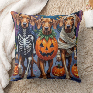 Vizsla Dogs Trick-or-Treating in Halloween-Kostüm Kissen