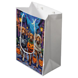 Vizsla Dogs Trick-or-Treating in Halloween-Kostüm Mittlere Geschenktüte