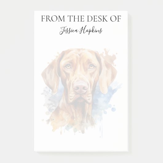 Vizsla-Fan-monogrammierter Hund Post-it Klebezettel (Vorderseite)