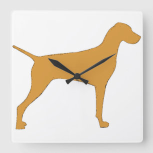 vizsla FarbSilhouette Quadratische Wanduhr