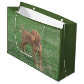 Vizsla Geschenk-Tasche Große Geschenktüte (Vorderseite Schrägansicht)