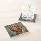 Vizsla Glass Coasters for Dog Lovers Glasuntersetzer (Schrägansicht)