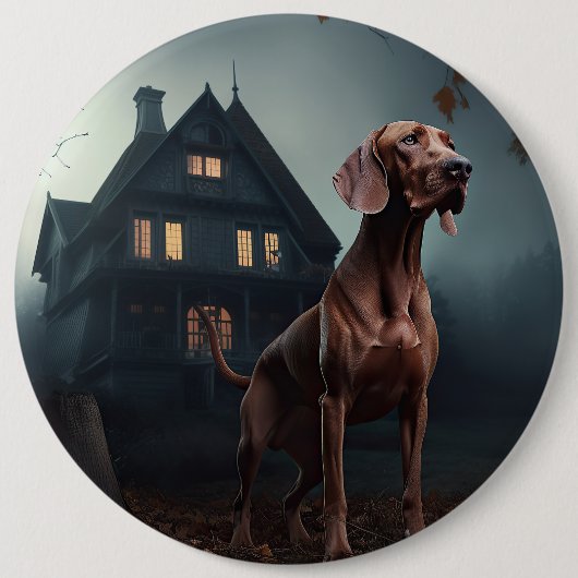 Vizsla Halloween Beängstigend Button (Vorderseite)