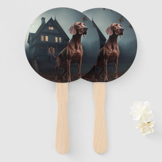 Vizsla Halloween Beängstigend Fächer (Vorne und Hinten)