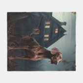 Vizsla Halloween Beängstigend Fleecedecke (Vorderseite (Horizontal))