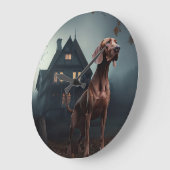 Vizsla Halloween Beängstigend Große Wanduhr (Winkel)