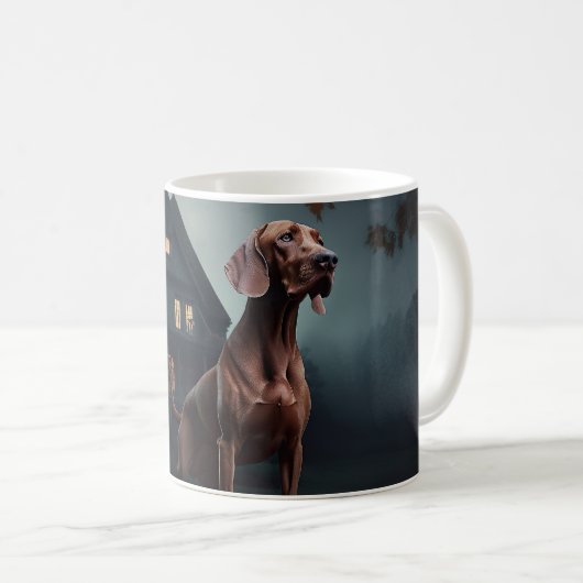 Vizsla Halloween Beängstigend Kaffeetasse (VorderseiteRechts)
