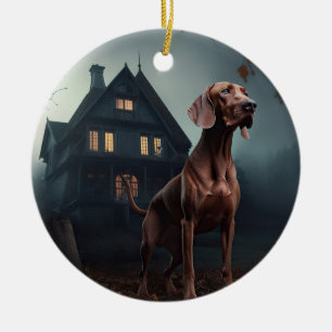 Vizsla Halloween Beängstigend Keramik Ornament