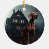 Vizsla Halloween Beängstigend Keramik Ornament (Hinten)