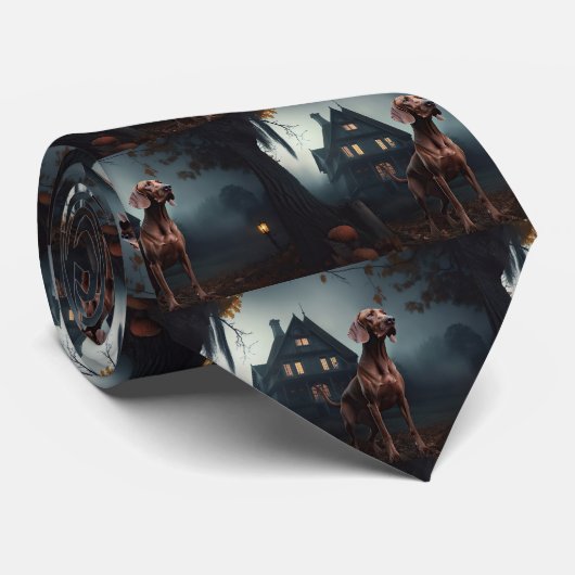 Vizsla Halloween Beängstigend Krawatte (Gerollt)