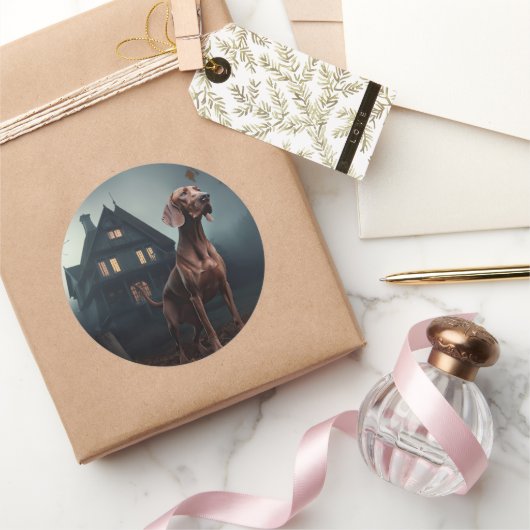 Vizsla Halloween Beängstigend Runder Aufkleber (Schenken)