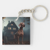 Vizsla Halloween Beängstigend Schlüsselanhänger (Rückseite)