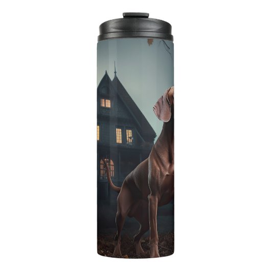 Vizsla Halloween Beängstigend Thermosbecher (Vorderseite)